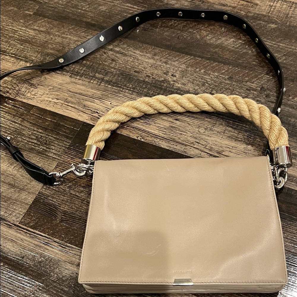 All Saints Elegant Taupe Handbag/ shoulder bag with Rope Handle